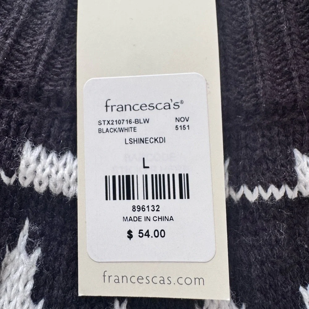 Francesca's MI Ami  Black and White Knit Sweater NWT - Picture 2 of 3